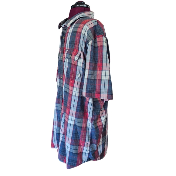 Vans Off The Wall Men's Plaid Shirt - Red and Blue Skater Casual - Picture 5 of 7